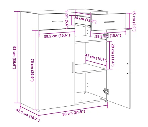 Uzglabāšanas Skapis Vecs Koks 80X42.5X93.5 Cm Vidaxl
