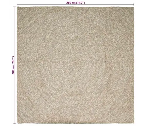 Paklājs Dabisks Un Balts 200 X 200 Cm Džuta Vidaxl