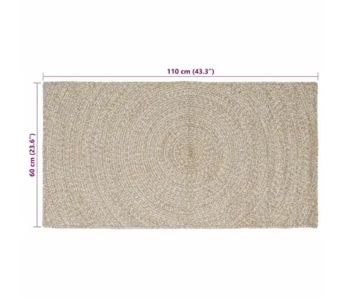 Paklājs Dabisks Un Balts 60 X 110 Cm Džuta Vidaxl