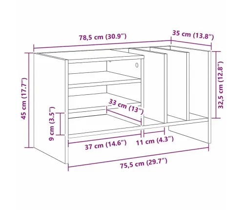 Plašu Skapis Sonoma Ozols 78.5 X 35 X 45 Cm Inženierijas Koks Vidaxl