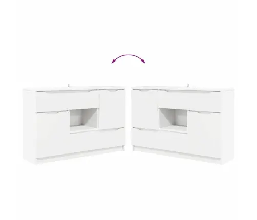 Puse Ar Atvilktni Balts 100 X 30 X 65,6 Inženierijas Koks Vidaxl