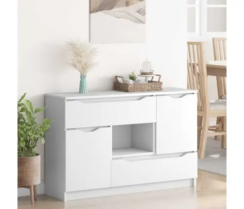 Puse Ar Atvilktni Balts 100 X 30 X 65,6 Inženierijas Koks Vidaxl