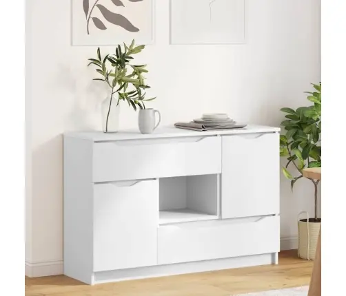 Puse Ar Atvilktni Balts 100 X 30 X 65,6 Inženierijas Koks Vidaxl