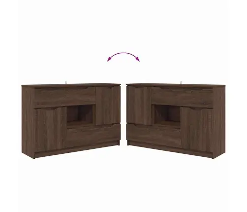 Puse Ar Atvilktni Brūns Ozols 100 X 30 X 65,6 Inženierijas Koks Vidaxl