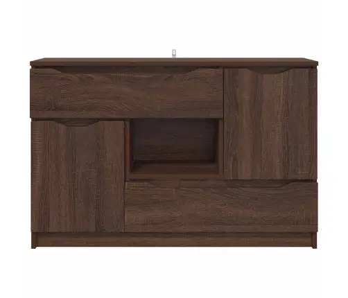 Puse Ar Atvilktni Brūns Ozols 100 X 30 X 65,6 Inženierijas Koks Vidaxl