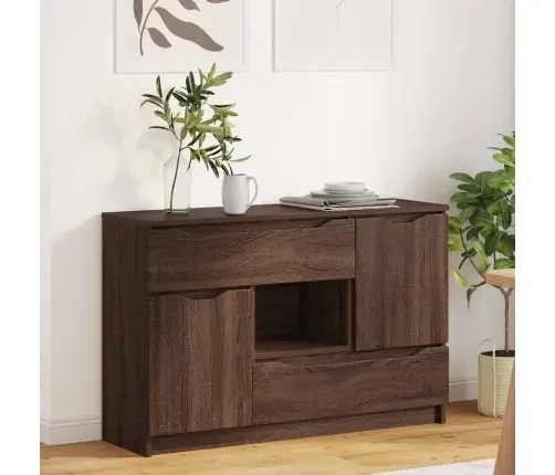 Puse Ar Atvilktni Brūns Ozols 100 X 30 X 65,6 Inženierijas Koks Vidaxl