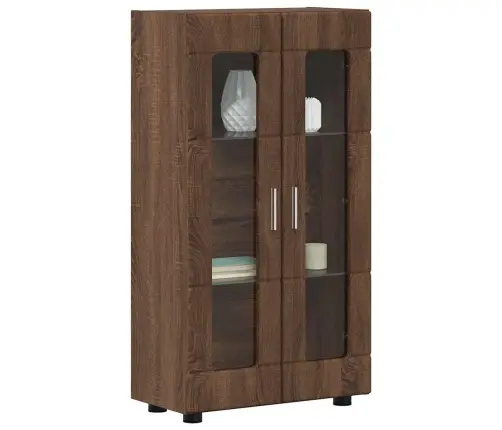 Puse Ar Durvīm Brūns Ozols 55,5 X 29 X 103 Cm Inženierijas Koks Vidaxl