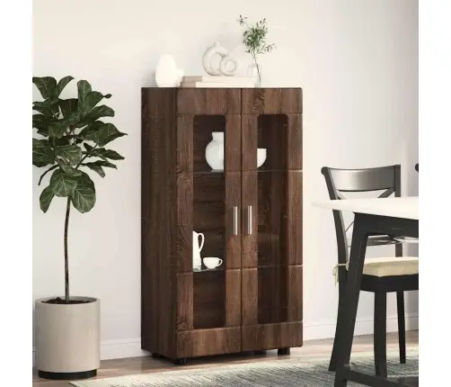 Puse Ar Durvīm Brūns Ozols 55,5 X 29 X 103 Cm Inženierijas Koks Vidaxl