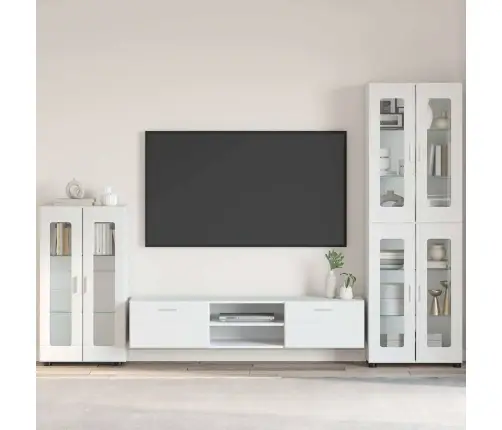 Puse Ar Plauktu Balts 55,5 X 29 X 103 Cm Inženierijas Koks Vidaxl