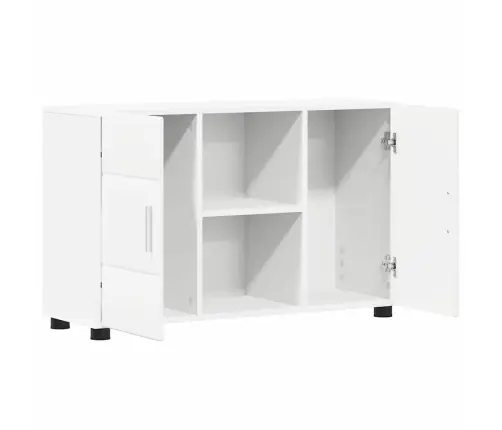 Puse Ar Plauktu Balts 88,5 X 30,5 X 55,5 Cm Inženierijas Koks Vidaxl