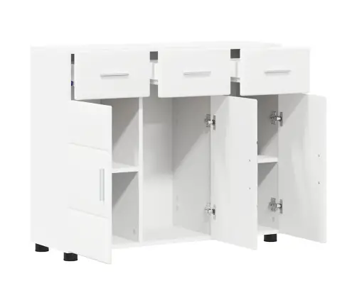 Puse Ar Plauktu Balts 88,5 X 30,5 X 73 Cm Inženierijas Koks Vidaxl