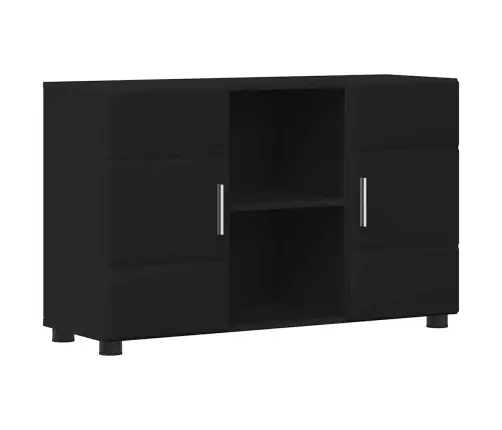 Puse Ar Plauktu Melna 88,5 X 30,5 X 55,5 Cm Inženierijas Koks Vidaxl