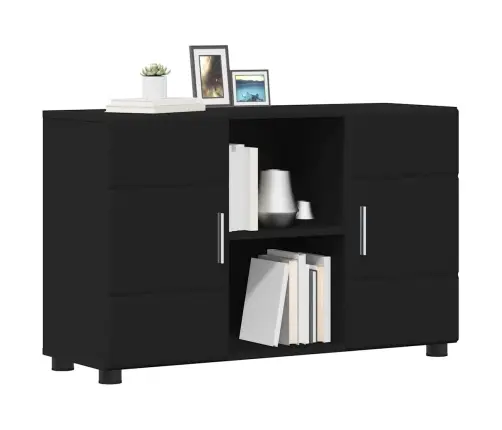 Puse Ar Plauktu Melna 88,5 X 30,5 X 55,5 Cm Inženierijas Koks Vidaxl