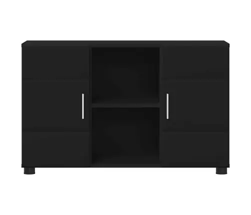 Puse Ar Plauktu Melna 88,5 X 30,5 X 55,5 Cm Inženierijas Koks Vidaxl