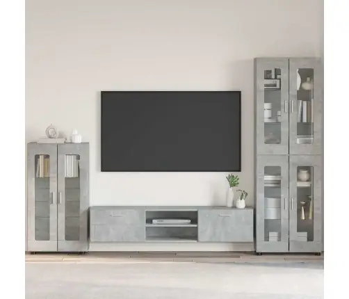 Puse Betona Pelēks 55,5 X 29 X 103 Cm Inženierijas Koks Vidaxl