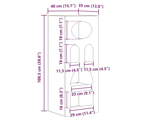 Puse Melna 40 X 35 X 100,5 Cm Inženierijas Koks Vidaxl