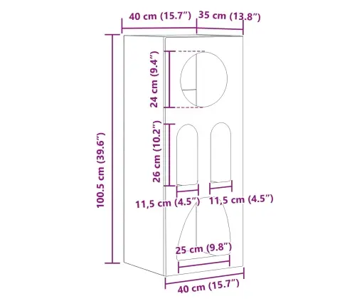 Puse Vecs Koks 40 X 35 X 100.5 Cm Inženierijas Koks Vidaxl