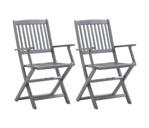 Saliekami Āra Krēsli Ar Matračiem, 2 Gab., Akācijas Masīvkoks Vidaxl