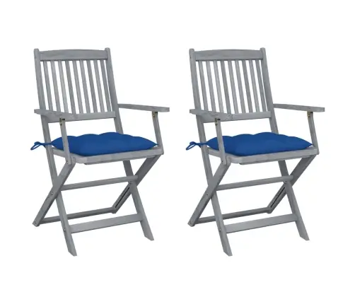 Saliekami Āra Krēsli Ar Matračiem, 2 Gab., Akācijas Masīvkoks Vidaxl