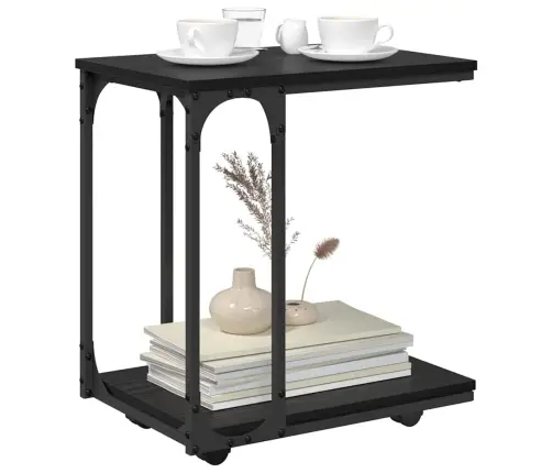 Sānu Galds Melns Ozolkoks 50 X 35 X 55.5 Cm Inženierijas Koks Vidaxl