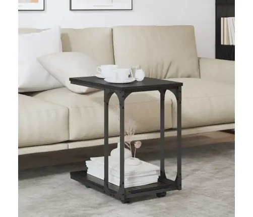 Sānu Galds Melns Ozolkoks 50 X 35 X 55.5 Cm Inženierijas Koks Vidaxl