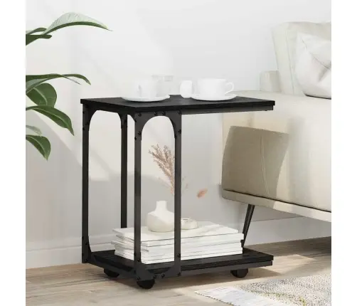 Sānu Galds Melns Ozolkoks 50 X 35 X 55.5 Cm Inženierijas Koks Vidaxl