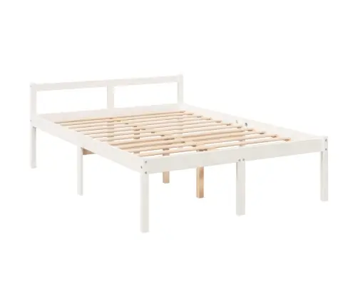 Senioru Gultas Rāmis, Balts, 140X190 Cm, Priedes Masīvkoks Vidaxl