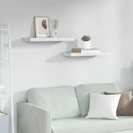 Sienas Plaukts 2 Pcs Balts Marmors 60 X 23,5 X 4 Cm Vidaxl