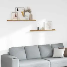 Sienas Plaukts 2 Pcs Bēša 100 X 9 X 3 Cm Inženierijas Koks Vidaxl