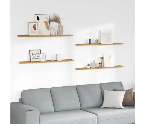 Sienas Plaukts 4 Pcs Bēša 115 X 9 X 3 Cm Inženierijas Koks Vidaxl