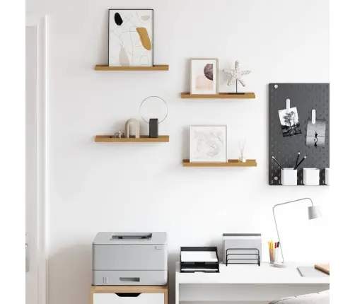 Sienas Plaukts 4 Pcs Bēša 40 X 9 X 3 Cm Inženierijas Koks Vidaxl