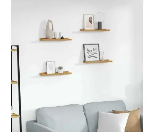 Sienas Plaukts 4 Pcs Bēša 40 X 9 X 3 Cm Inženierijas Koks Vidaxl