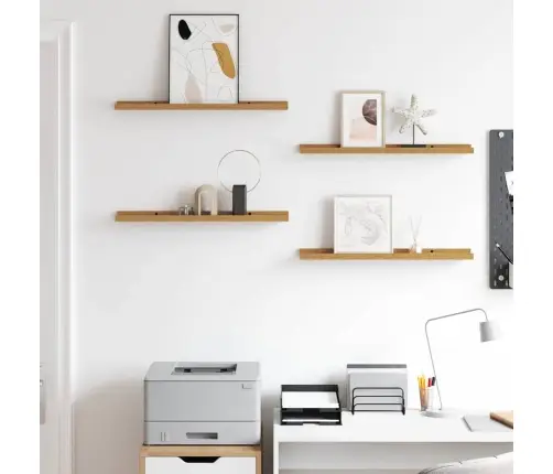 Sienas Plaukts 4 Pcs Bēša 60 X 9 X 3 Cm Inženierijas Koks Vidaxl