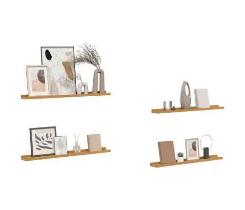 Sienas Plaukts 4 Pcs Bēša 80 X 9 X 3 Cm Inženierijas Koks Vidaxl