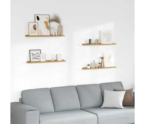 Sienas Plaukts 4 Pcs Bēša 80 X 9 X 3 Cm Inženierijas Koks Vidaxl