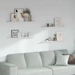 Sienas Plaukts Ar Plauktu 4 Pcs Balts Marmors 100 X 9 X 3 Cm Vidaxl