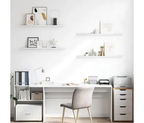 Sienas Plaukts Ar Plauktu 4 Pcs Balts Marmors 100 X 9 X 3 Cm Vidaxl