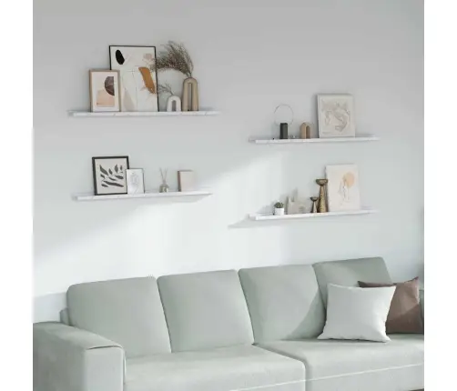 Sienas Plaukts Ar Plauktu 4 Pcs Balts Marmors 100 X 9 X 3 Cm Vidaxl