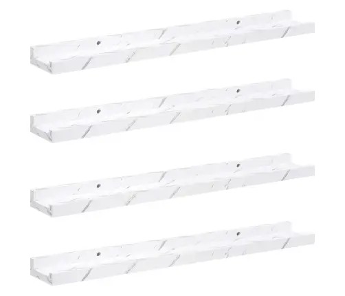 Sienas Plaukts Ar Plauktu 4 Pcs Balts Marmors 60 X 9 X 3 Cm Vidaxl