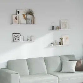 Sienas Plaukts Ar Plauktu 4 Pcs Balts Marmors 80 X 9 X 3 Cm Vidaxl