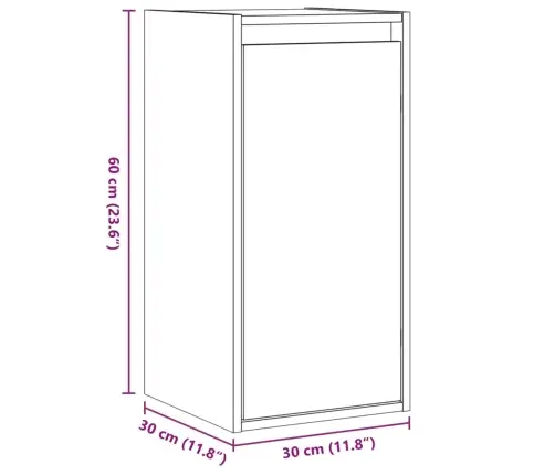 Sienas Skapītis, Balts, 30X30X60 Cm, Priedes Masīvkoks Vidaxl