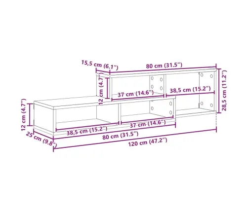 Sienastvstatīvs 120X25X28,5Cm Inženierijas Koks Vidaxl