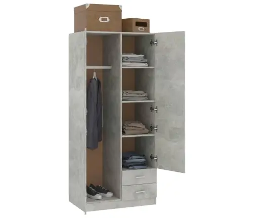 Skapis, Betona Pelēks, 80X52X180 Cm, Inženierijas Koks Vidaxl