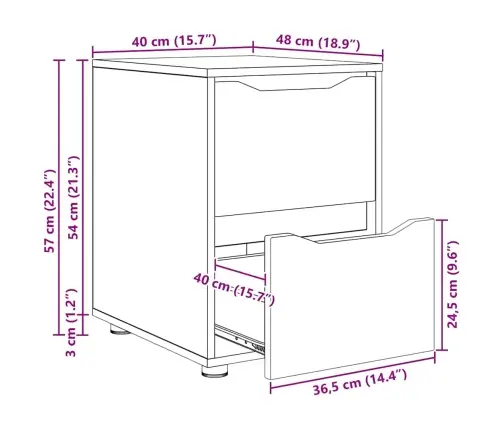 Skapītis Vecs Koks 40 X 48 X 57 Cm Inženierijas Koks Vidaxl