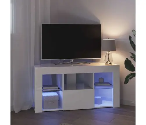 Stūra Led Tv Skapītis Augsts Spīdums Baltā 104 X 40 X 50 Cm Vidaxl