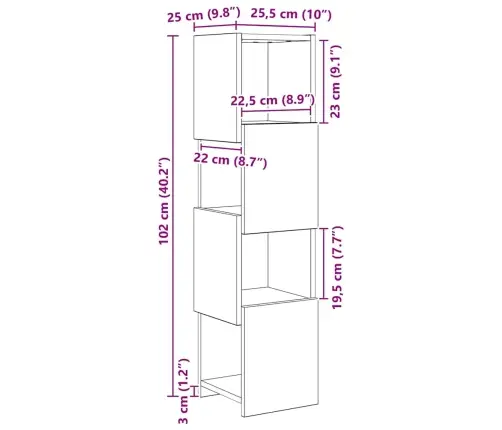 Kampinė Spintelė Balta 25,5X25X102Cm Apdirbta Mediena