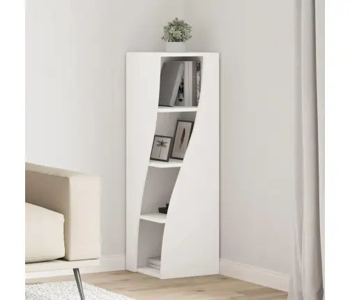 Stūra Skapītis Balts 32X32X102Cm Inženierijas Koks Vidaxl