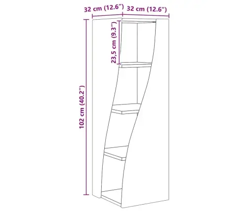 Stūra Skapītis Balts 32X32X102Cm Inženierijas Koks Vidaxl