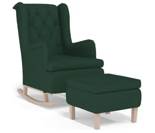 Šūpuļkrēsls Ar Soliņu, Tumši Zaļš Audums Vidaxl