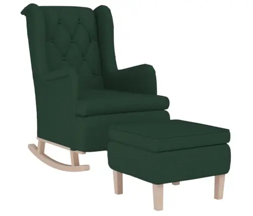 Šūpuļkrēsls Ar Soliņu, Tumši Zaļš Audums Vidaxl